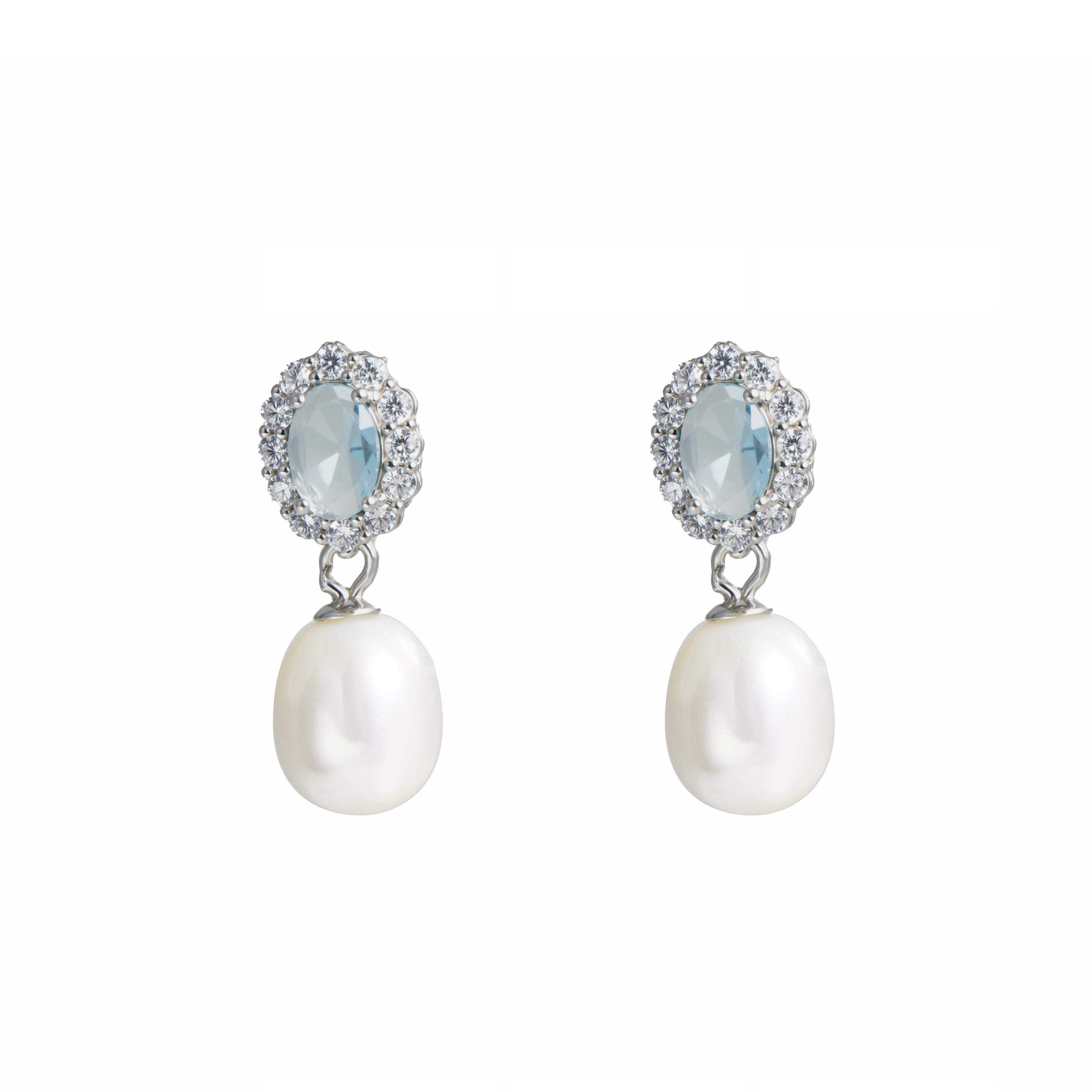 Freshwater cultured pearl and zircon teardrop earrings
