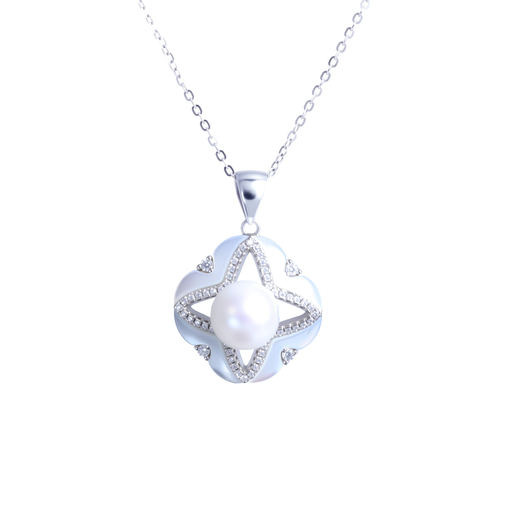 Dainty Freshwater Pearl Mother of Pearl Necklace