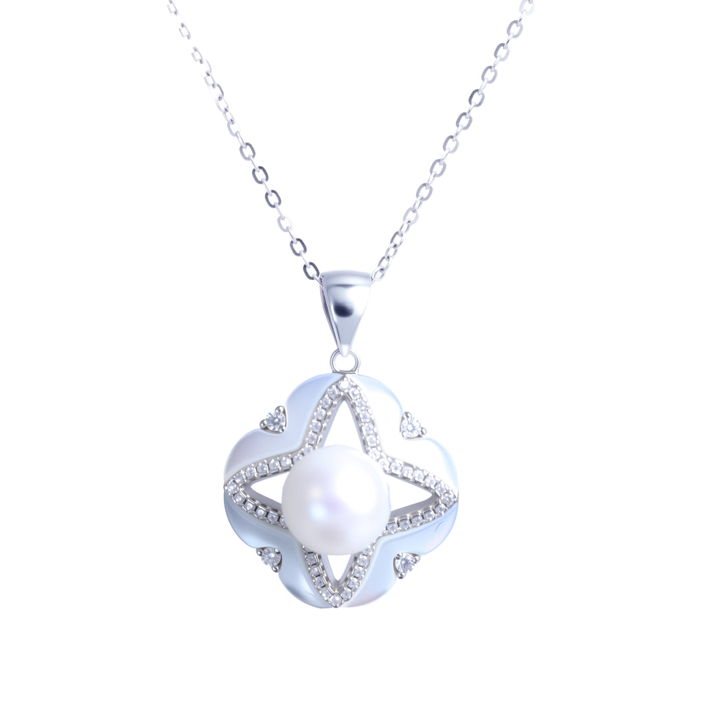 Dainty Freshwater Pearl Mother of Pearl Necklace