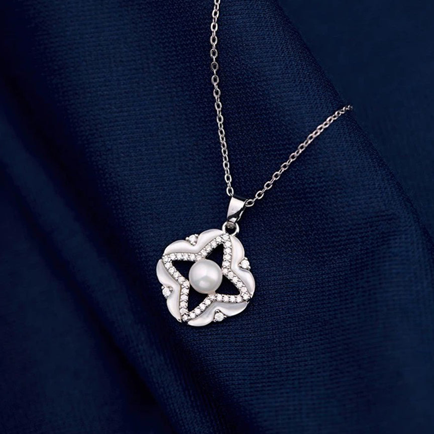 Dainty Freshwater Pearl Mother of Pearl Necklace