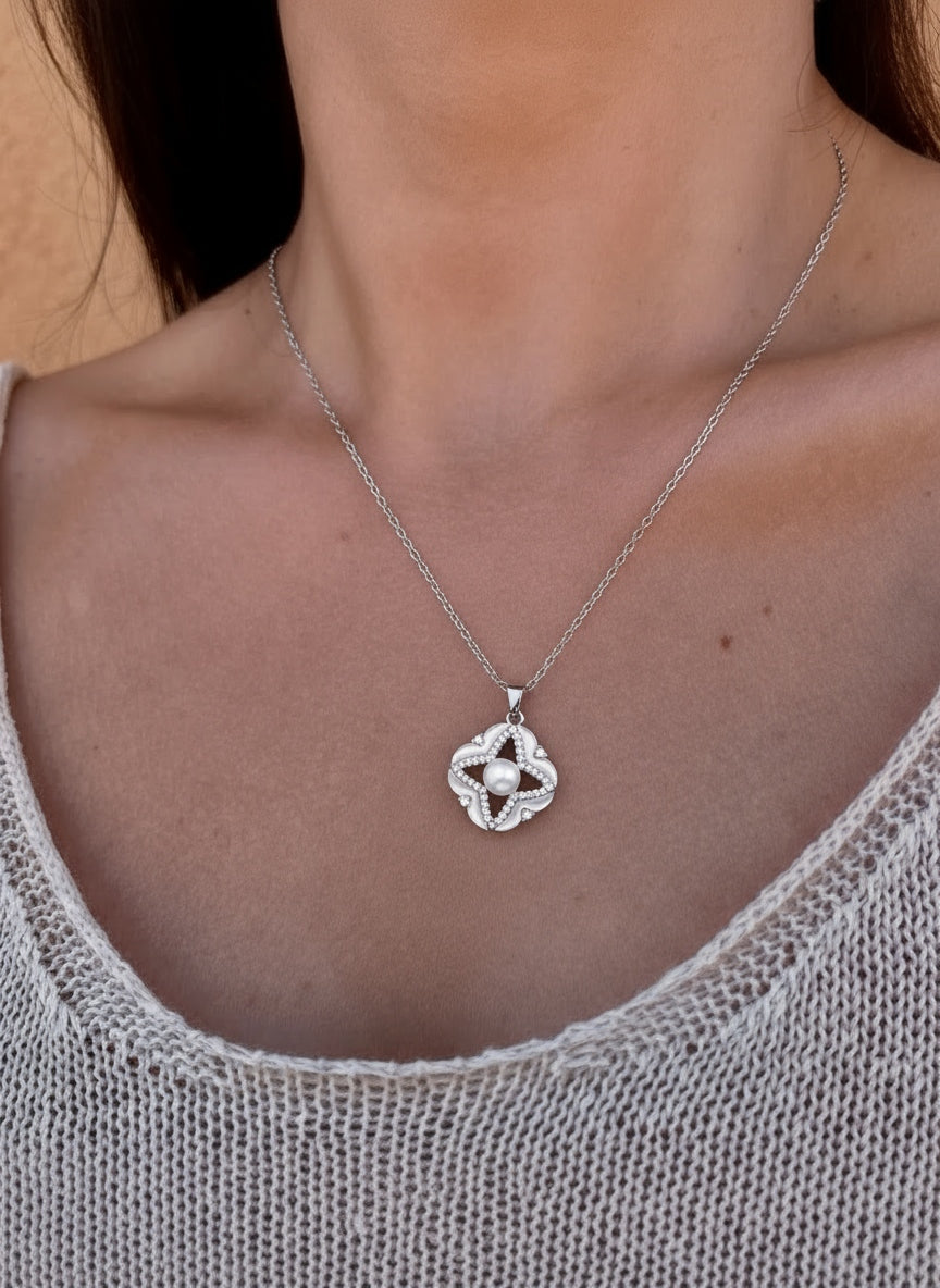 Dainty Freshwater Pearl Mother of Pearl Necklace