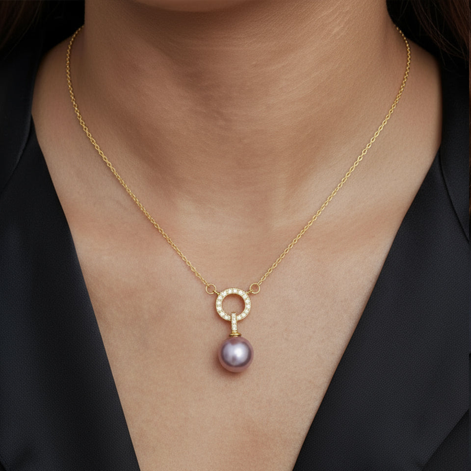 Freshwater Pearl & Zircon Maya Pendant