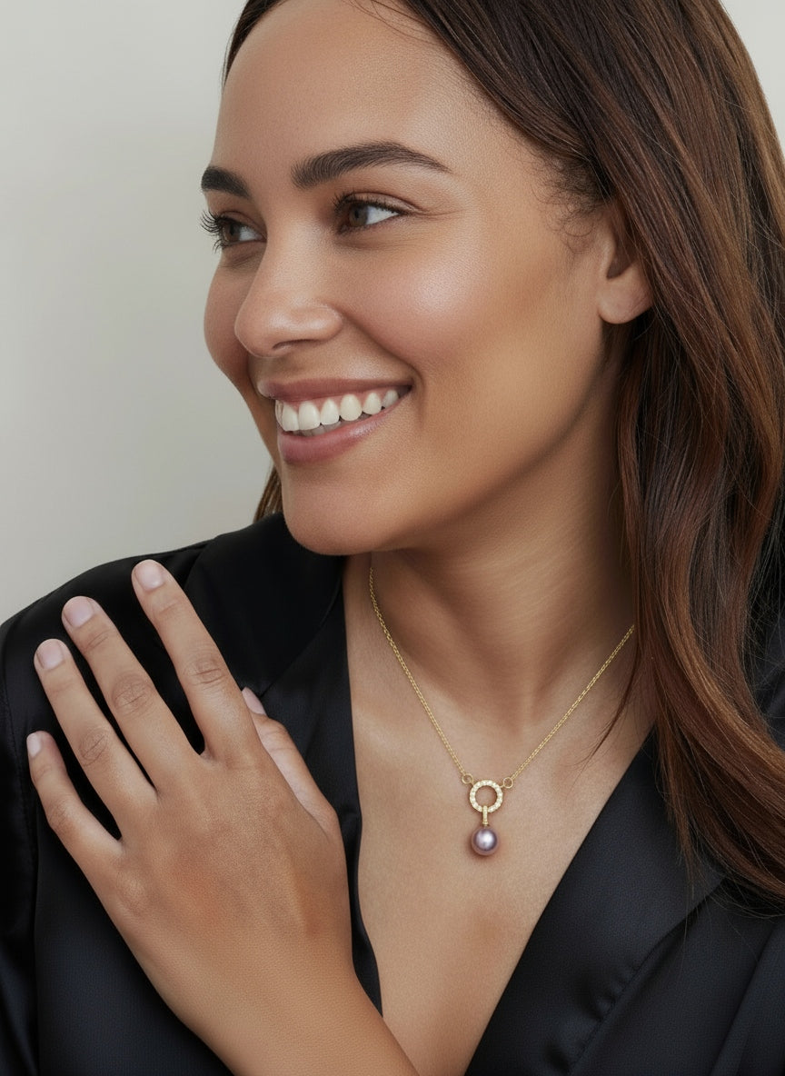 Freshwater Pearl & Zircon Maya Pendant