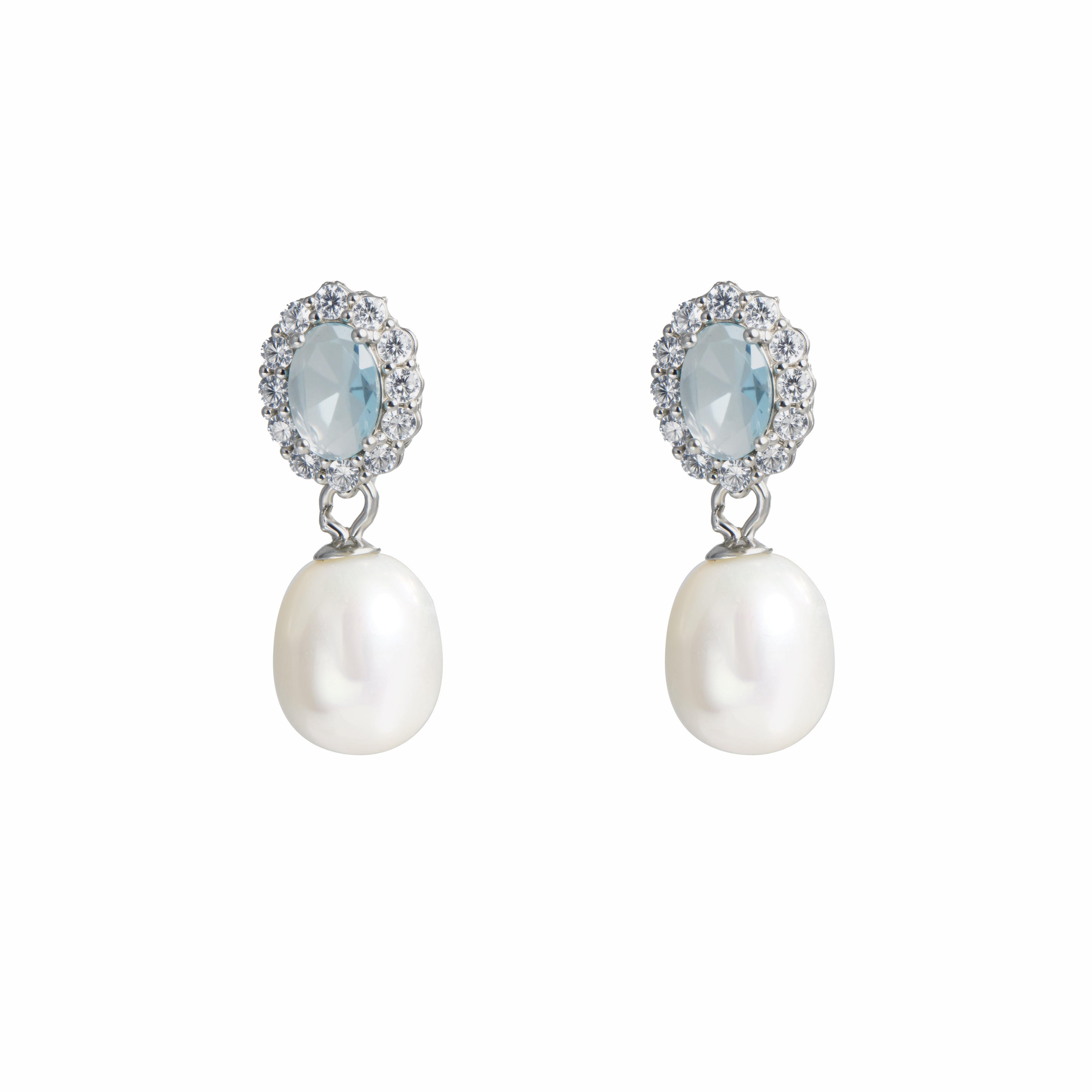 Freshwater cultured pearl and zircon teardrop earrings