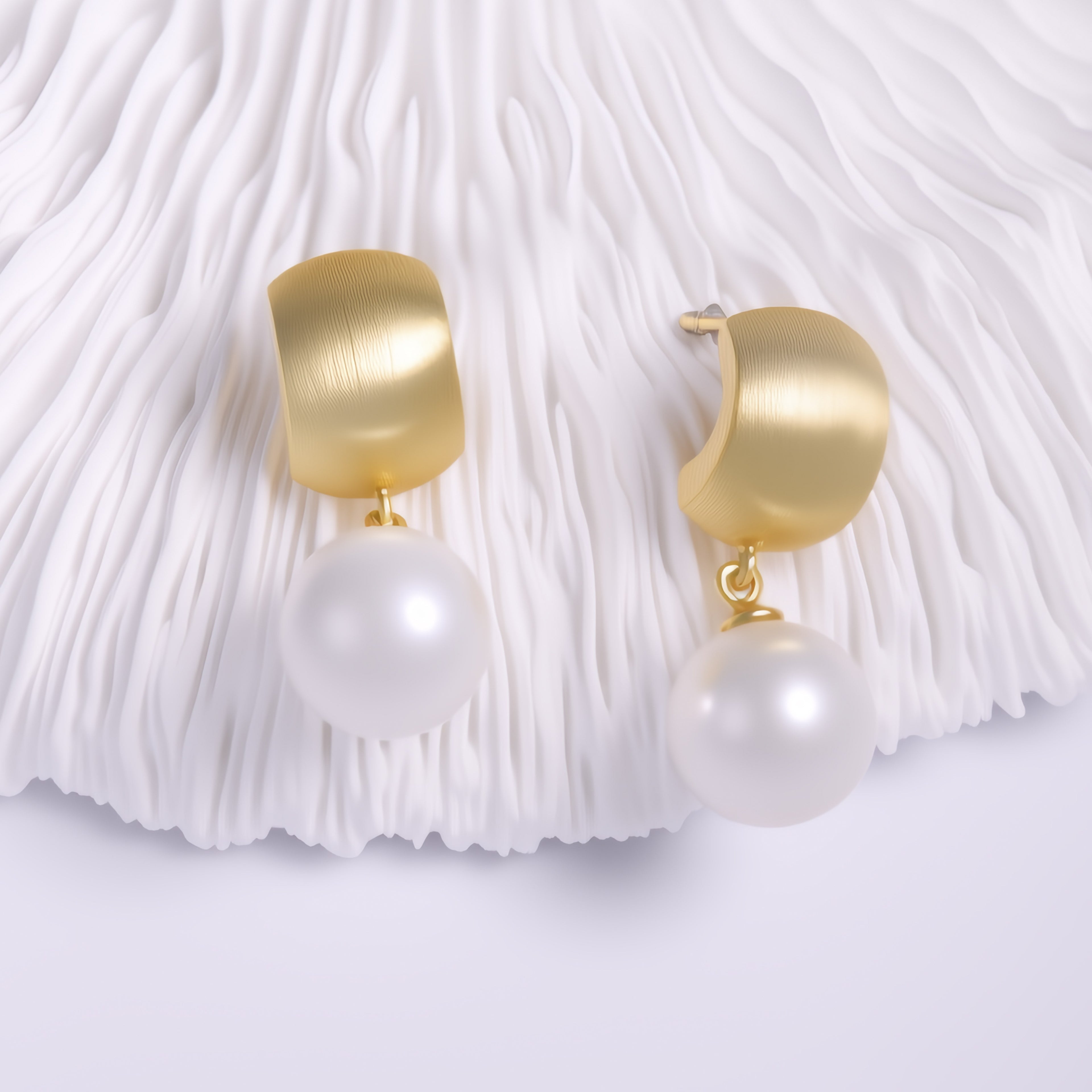 Retro Gold & Pearl Dangle Earrings